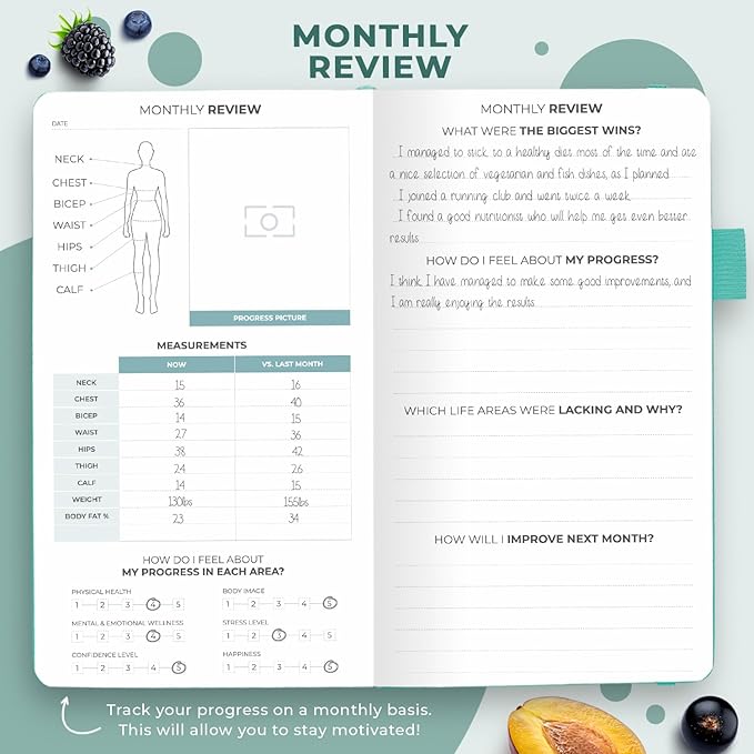 Clever Fox Wellness Planner - Weekly & Daily Health and Wellness Log, Food Journal & Meal Planner Diary for Calorie Counting, Notebook for Medical Condition Tracking – Pocket size (Turquoise)