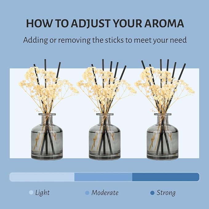 Brakula Reed Diffuser Set, 6.09 fl oz (180 ml)- Bamboo with 8 Reed Sticks, Home Fragrance Reed Diffuser for Bathroom Shelf Decor