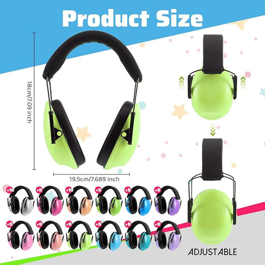 Amylove 100 Pcs Kids Ear Protection Noise Cancelling Headphones Noise Reduction Ear Muffs 27dB Hearing Protection (12 Colors)
