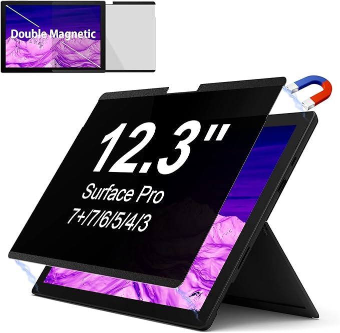 IPROKKO Privacy Screen for Surface Pro 7 Plus/7/6/5/4/(12.3 inch), Magnetic Removable Microsoft Surface Privacy Filter, Laptop Anti Glare Blue Light Screen Protector