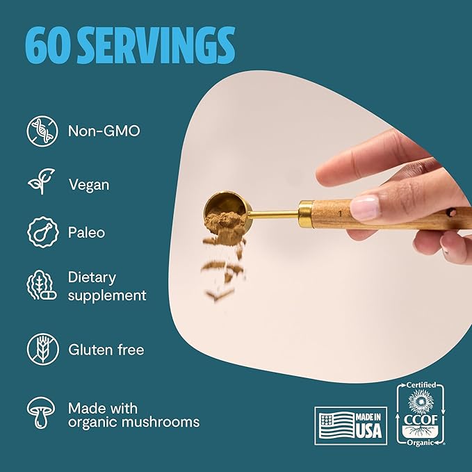 FreshCap Mushrooms Turkey Tail Mushroom Powder 10,000mg - Turkey Tail Supplement Mushroom Extract for Immune Support, Ayurveda Nootropic Supplement (60 Servings)