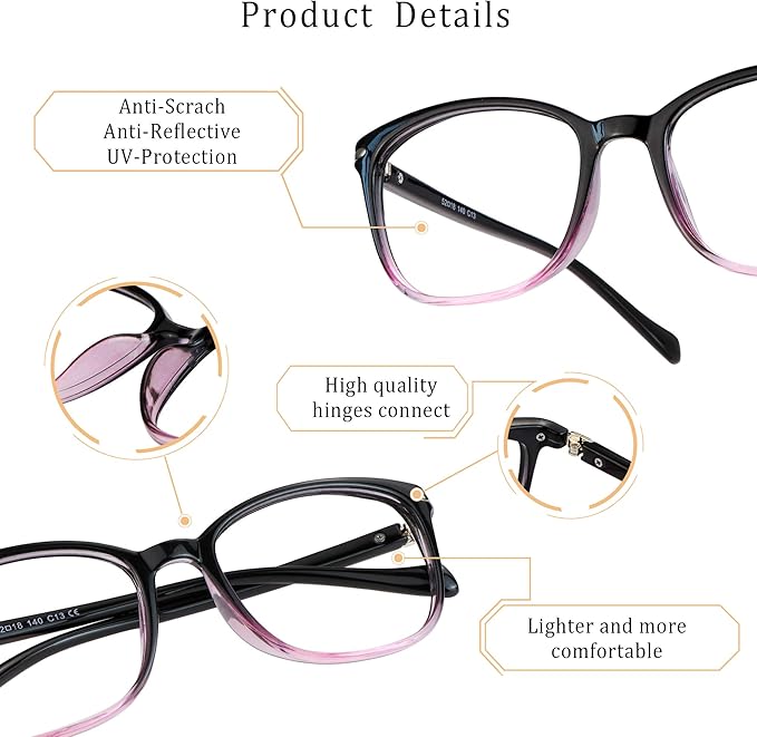 LifeArt Blue Light Blocking Glasses, Anti Eyestrain, Computer Reading Glasses,TV Glasses for Men and Women