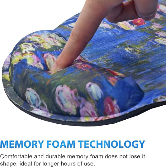 ToLuLu Mouse Pad Wrist Rest Support, Gel Mouse Pads with Non Slip Rubber Base Memory Foam Mousepad, Mouse Wrist Rest Pad for Laptop Computer Home Office Working Gaming Pain Relief, Monet Water Lilies