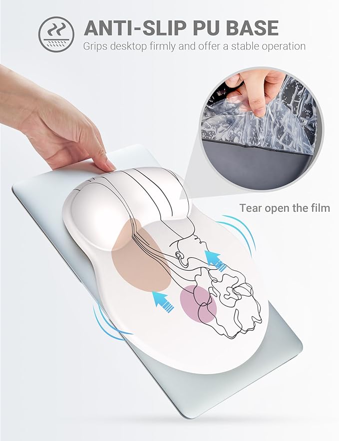 Ergonomic Mouse Pad Wrist Support, Comfortable Mouse Pad Wrist Rest, Relieve Wrist Pain Gel Mouse pad, Non-Slip Rubber Base Mousepad for Laptop, Computer(Abstract Woman)