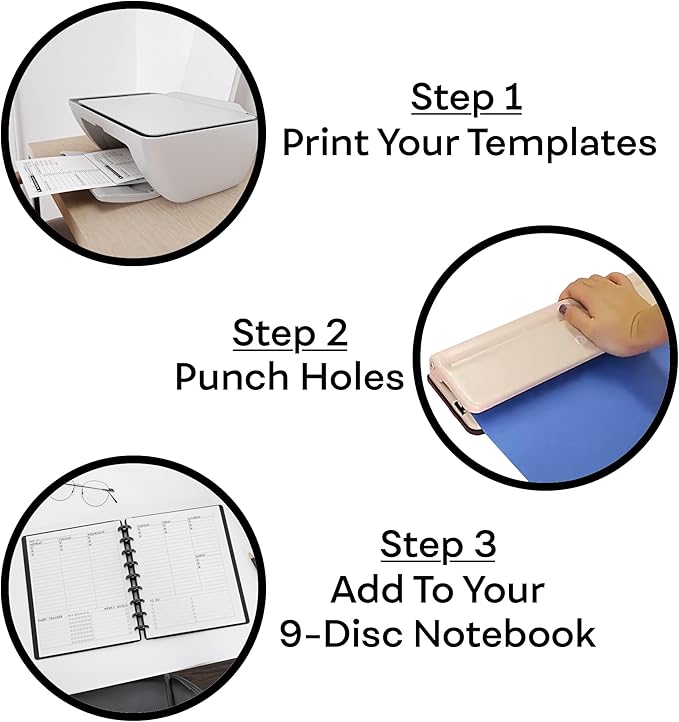Blank 7 x 9.25 Inch Paper, 120 GSM, 200 Sheets, DIY Template Printing in Happy Planners, Classic Size Unpunched, Loose Leaf, White