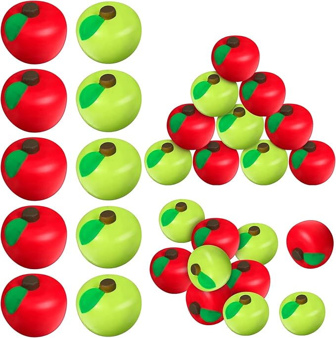 Chalyna 30 Pieces Fruit Stress Ball Toys Red and Green Fruit Stress Relief Squeeze Balls Squeeze Finger Toys for Adults Finger Exercise Carnival Reward Gifts Party Favor Supplies(1.96 Inch)