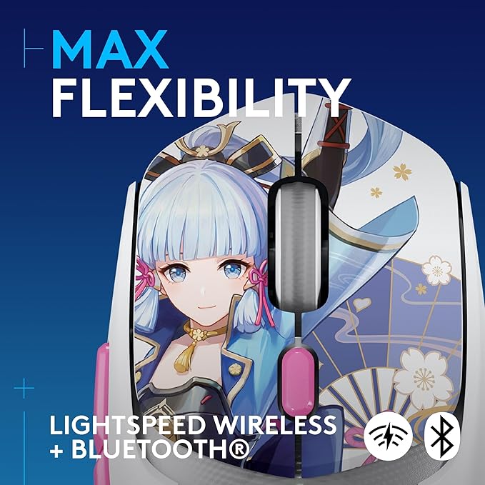 Logitech G309 Lightspeed Wireless Gaming Mouse, Lightweight, LIGHTFORCE Switches, Hero 25K Sensor, 300+ hr Battery, 6 Programmable Buttons, PC & Mac - Genshin Impact Limited Edition