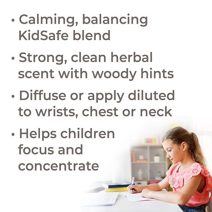 Plant Therapy KidSafe Organic Study Time Essential Oil Blend for Focus, Mind Calming, Concentration Blend for Kids 100% Pure, Undiluted, Natural Aromatherapy, Therapeutic Grade 10 mL (1/3 oz)