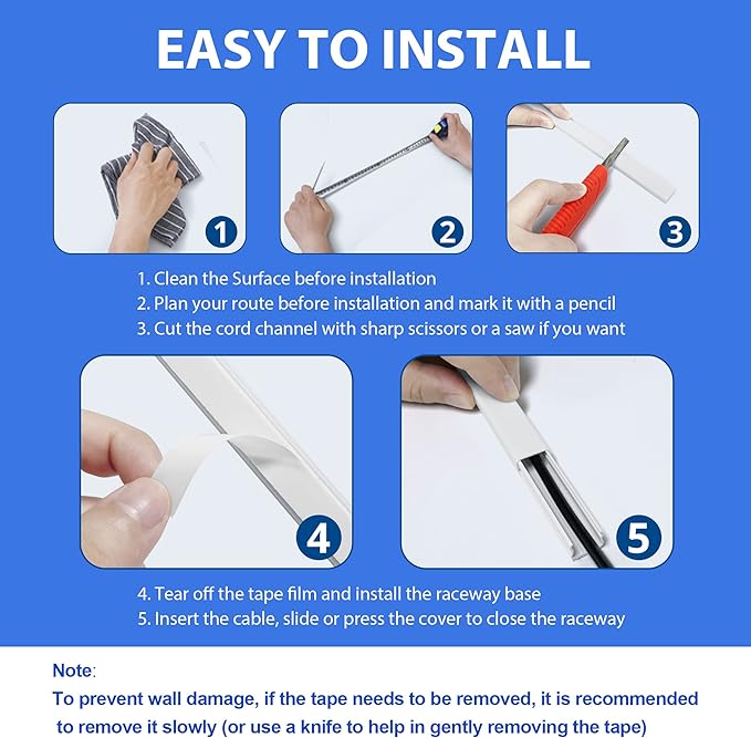 ZhiYo Cord Hider for One Wire, 102in Cable Hider Concealer, Paintable Wall Wire Covers, PVC Cable Management Raceway for A Thick Extension Cord, 6 x L17in W0.59 H0.4in, Black