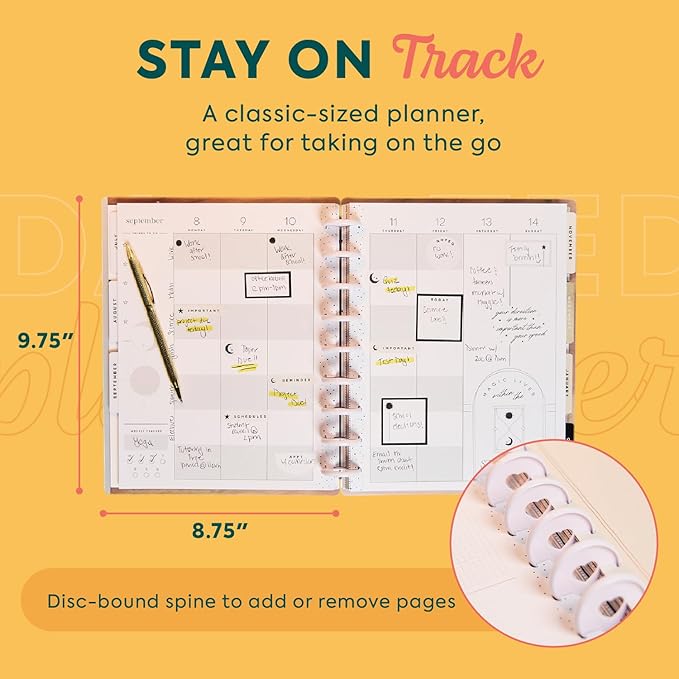 Happy Planner Disc-Bound 12-Month July 2025–June 2026 Planner with 3 Extra Months, Classic Size, Student Layout, Cosmic Plans