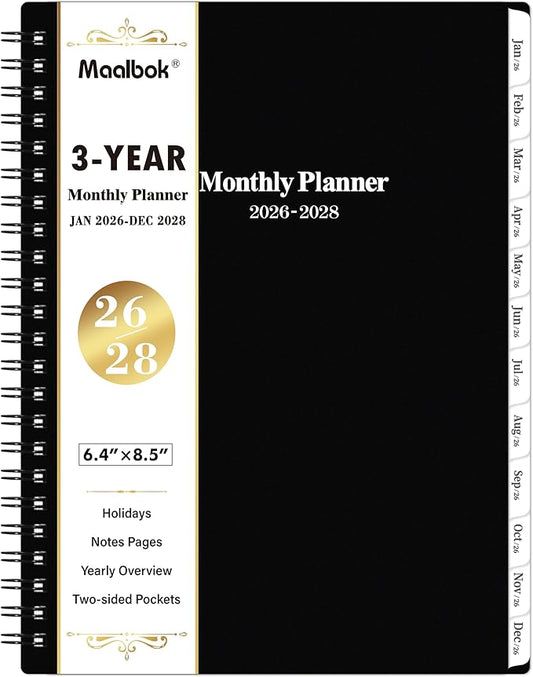 2026-2028 Monthly Planner/Calendar - 3 Year Monthly Planner 2026-2028, 36 Months Planner, Jan. 2026 - Dec. 2028, 6.4" x 8.5", 36 Months Tabs, 30 Notes Pages, Double-Side Pocket, Holidays