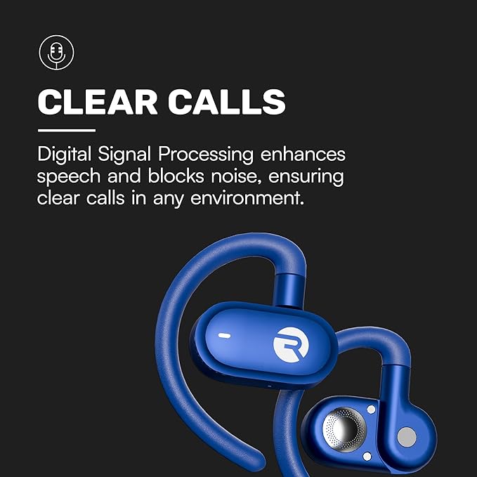 Raycon Fitness Open Earbuds – True Wireless Open Ear Bluetooth Headphones, Hook Design, IPX5 Water Resistant, 40 Hours of Battery Life (Blue)