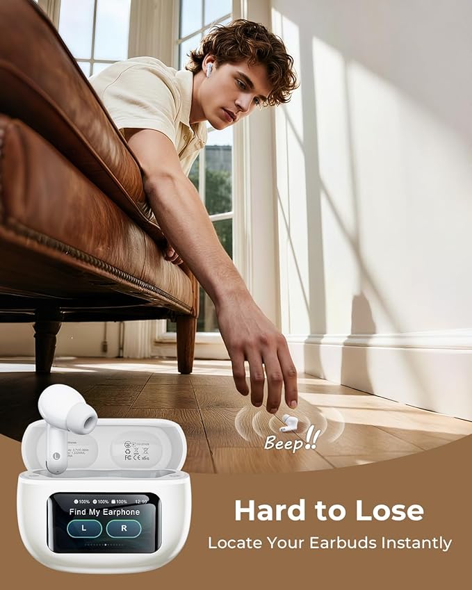 Wireless Earbuds, Ear Buds Active Noise Cancelling with Charging Case, 6.0 Bluetooth Earbuds with AI Clear Calls, 40H Playtime for Sports & Working, Stereo Sound Headphones for iPhone/Android/iPad