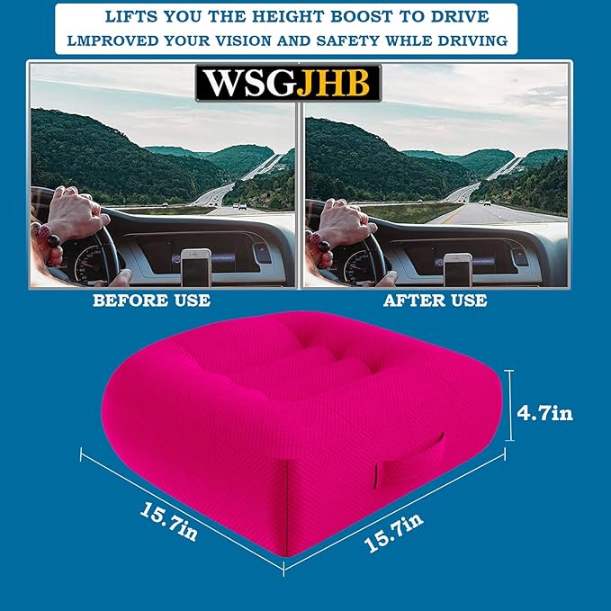 WSGJHB Seat Cushion Pillow for Office Chair/Car, Comfort Car Booster Seat Cushions for Short People Effectively Increase Field of View and Lower Back Fatigue Relief Adult Booster Chair Cushion