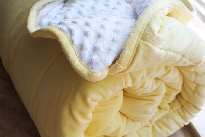 ALANSMA Reversible Weighted Blanket for All Season, Luxury Velvet, Warm and Cool, Adult 7Lb Yellow Weighted Blanket, Enjoy Sleeping Anywhere (Light Yellow, 40''x60'' 7lbs)