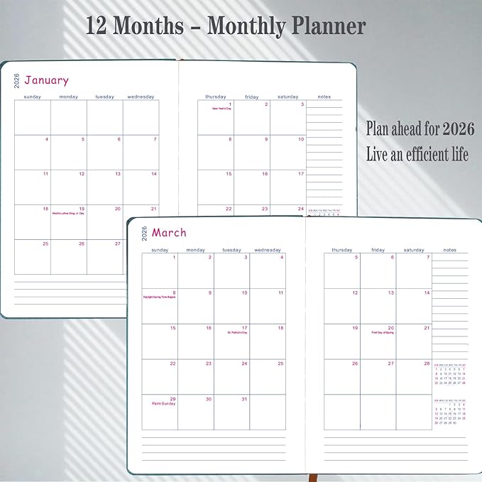 2026 Daily Planner - Appointment Book 2026, Hourly Daily & Monthly Planner with Tabs(Jan-Dec 2026), 8.26'' x 5.9'' Calendar Planner, Leather Cover + Thick Paper (26-Brown)
