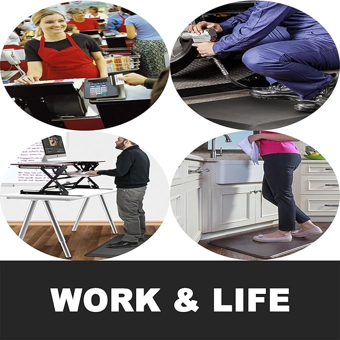 Anti Fatigue Floor Mat,Kitchen Mat, Standing Desk Mat – Comfort at Home, Office, Garage - Polyurethane(PU) Foam (Brown, 30" L x 17" W x 1" Th)