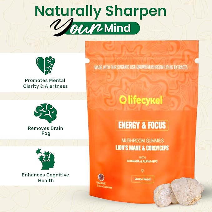 Life Cykel Cordyceps & Reishi Mushroom Extract Liquid Duo – Potent 1oz Tinctures with Included Energy & Focus Gummies (10-Count) for Enhanced Vitality, Immune Support & Mental Clarity