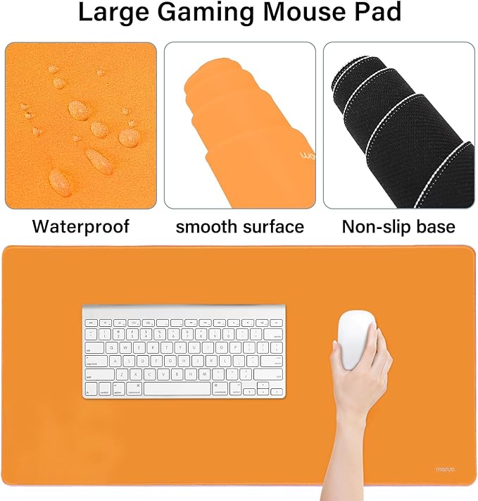 MOSISO Keyboard Mouse Pad Set, Large Gaming Mousepad&Keyboard Wrist Rest&Mouse Wrist Rest&Coaster, Ergonomic Non-Slip Mousepad&Easy Typing Cushion with Memory Foam for Home Office, Orange