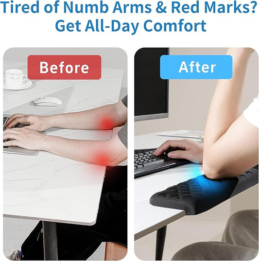 MEKASS L-Shaped Desk Elbow Pad for Desk, Memory Foam Elbow Support Padding with Non-Slip, 2-Piece Ergonomic Desk Edge Cushion, Wrist Comfort Support for Office Home (Diamond Black)