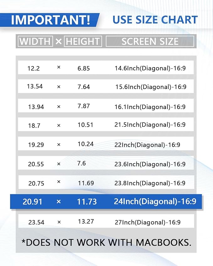 [2 Pack] 24 Inch; Computer Privacy Screen for 16:9 Aspect Ratio Widescreen Monitor, Eye Protection Anti-Glare Blue Light Computer Privacy Filter, Detachable Scratchproof