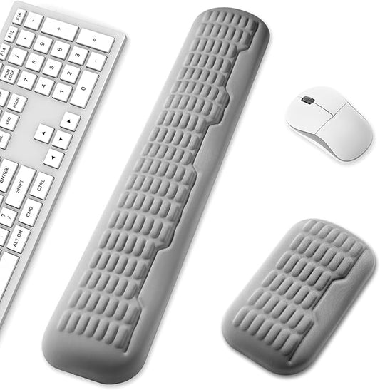 UnivoColors Full-Sized Keyboard & Mouse Wrist Rest Set-Ergonomic 3.0 Upgrade,Wave Curve Support,Comfortable Support & Fatigue Relief,Non-Slip Base,Perfect for Work & Gaming(Grey)