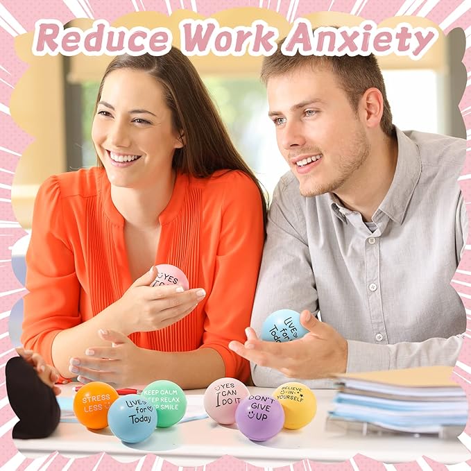 Wettarn 60 Pcs Motivational Stress Balls for Adults with Drawstring Bag 1.97" Inspirational Encouraging Anxiety Stress Relief Foam Ball with Quote Hand Exercise Squeeze Accessory(Pastel Colors)