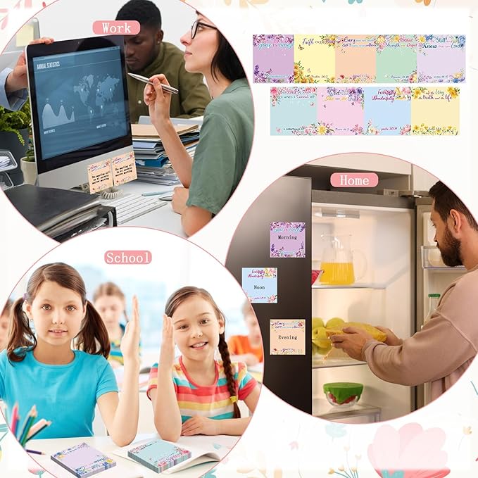 Bible Sticky Notes Gifts - 9 Pack Inspirational Sticky Notes 3x3 Religious Bible Verse Quotes Gifts for Christian Women Biblical Post Notepads School Office Supplies 450 Sheets