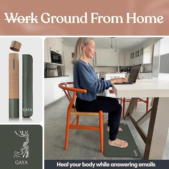 Gaya Grounding Mat for Feet, Earthing Mats for Sleep Improvement, Back Pain Relief, Muscle Relaxation & Stress Relief, Grounding Pads for Bed, Grounding for Desk, Earth Grounding Pad (24''X16'')