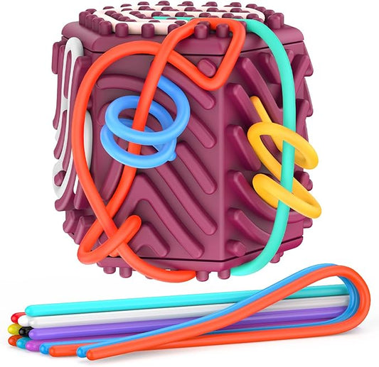 3D Upgraded Silicone Sensory Board with Built-in Storage – Fidget Travel Toys for Kids & Toddler, ADHD Autism Anxiety Relief Items (Red)