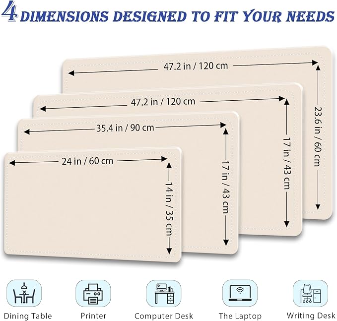 Large Desk Pad, 47.2" x 17" PU Leather Desk Mat for Desktop, Non-Slip Office Desk Mat for Desk, Desk Blotter Pad, Waterproof Computer Pad for Desk, Keyboard Mats for Home & Office (Apricot)