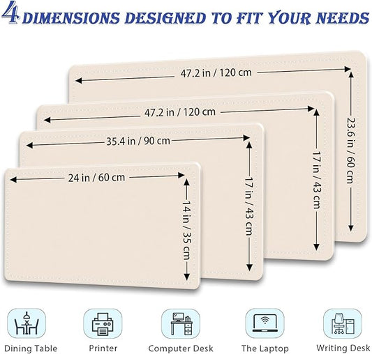 Large Desk Pad, 47.2" x 17" PU Leather Desk Mat for Desktop, Non-Slip Office Desk Mat for Desk, Desk Blotter Pad, Waterproof Computer Pad for Desk, Keyboard Mats for Home & Office (Apricot)