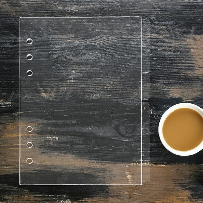 Housoutil A5 Acrylic Notebook Binder Insert, 6PCS Clear Binder Dividers with Tabs, Sturdy Plastic Refillable Sheets for DIY Journal and Office Use, 6 Hole Punch