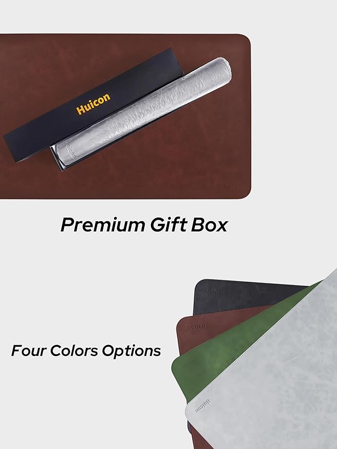 Large Faux Leather Desk Mat 31.5"x15.7" - Non-Slip Waterproof Mouse Pad with Heat-Resistant Surface for Office, Gaming & Home Use (Light Grey)