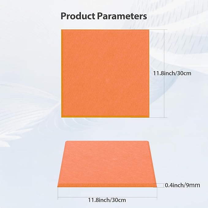 12 Pack Acoustic Panels Self Adhesive Sound Proof Foam, High Density Sound Acoustic Panel, 12X12X0.4 Inch Square Panels in Home, Office, Reccording Room, Studio,and More(Orange-Red)