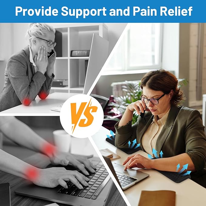 L-Shaped Desk Edge Cushion,2-Piece Keyboard Wrist Rest,Computer Ergonomic Elbow Pads for Long Hours of Work,Gaming,Studying