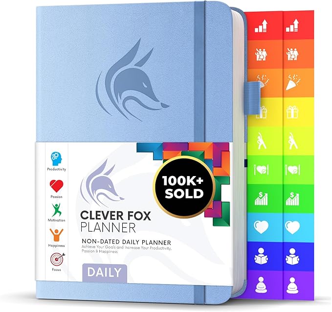 Clever Fox Daily Planner – Undated Planning Notebook with Hourly Schedule & To-Do List – Personal Day Task & Work Organizer, 6 Months (Periwinkle)