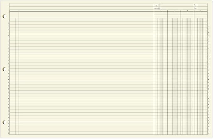 BookFactory Ledger Pad/Large 4 Column Accounting Ledger Columnar (Four Columns) Pads - 17'' x 11'', 50 Pages, Notepad Landscape Format (PAD-050-CLCPD3(17x11-Ledger-4)-AX)