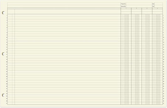 BookFactory Ledger Pad/Large 4 Column Accounting Ledger Columnar (Four Columns) Pads - 17'' x 11'', 50 Pages, Notepad Landscape Format (PAD-050-CLCPD3(17x11-Ledger-4)-AX)