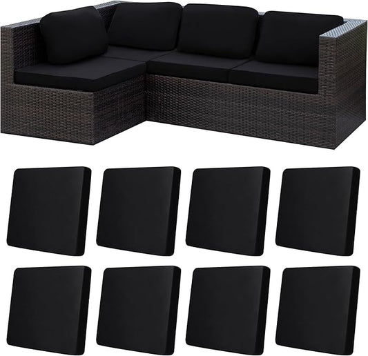 8Pcs Stretch Patio Cushion Covers,Outdoor Couch Covers Replacement,Outdoor Couch & Sofa Slipcovers,for Patio Furniture Cushion Covers,Washable Reusable urniture Protector (Black, Cover Only)