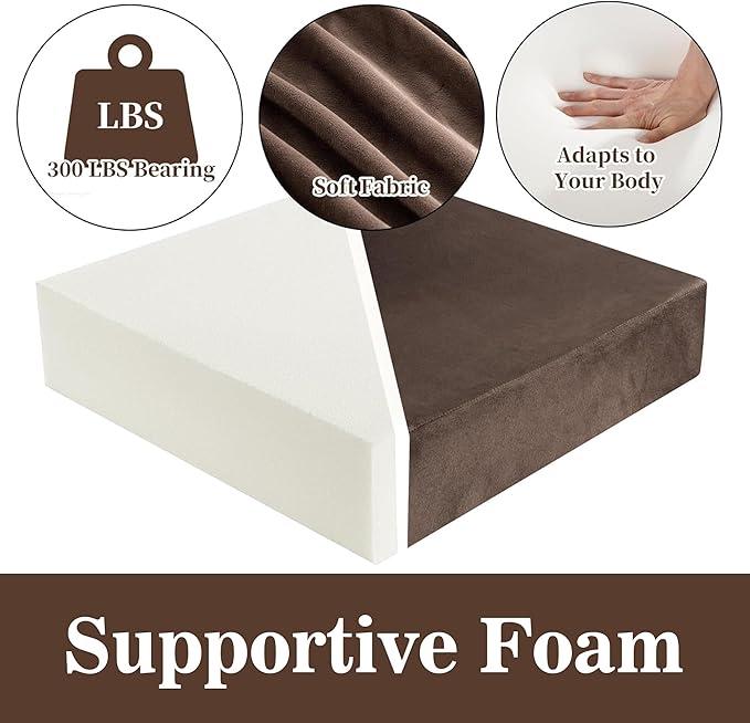 HOMBYS Foam Lumbar Support Pillow for Recliner with Recliner Chair Seat Cushion-Thick Seat Cushion for Elderly with Long Back Support, Extra Large & Non-Slip, Brown