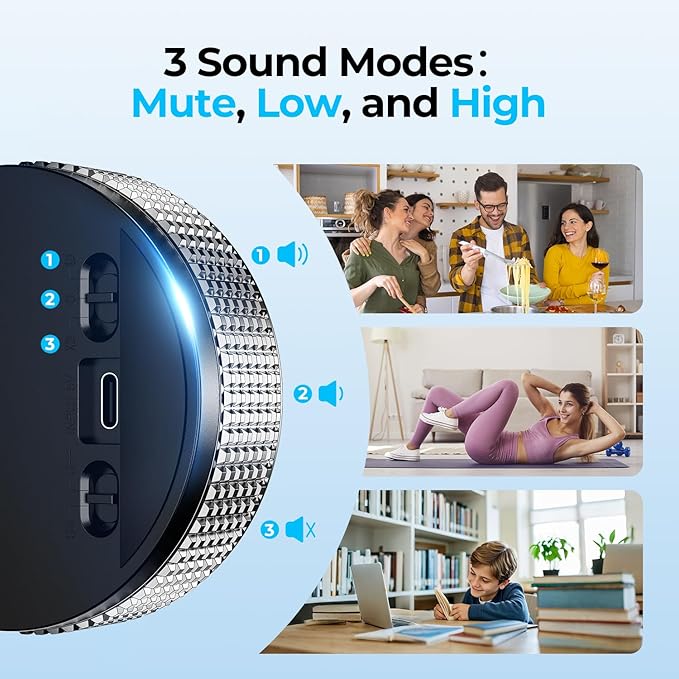 Rechargeable Magnetic Kitchen Timer for Cooking, Building 800mAh Battery Large Display Digital Countdown Countup Timer, 3 Preset 5/15/25 Mins Loud Alarm for Baking Grilling Studying - Silver