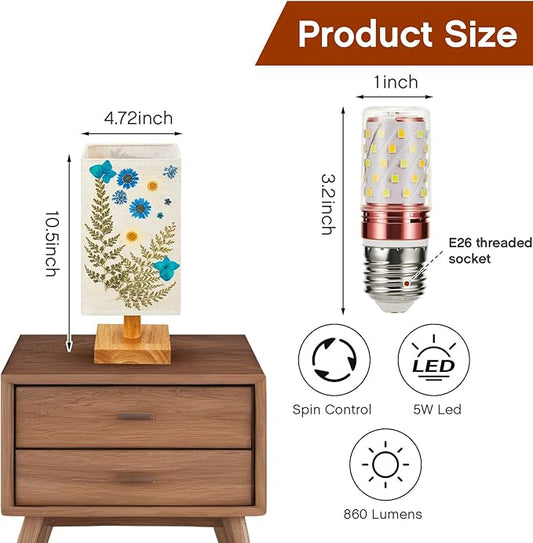 Hortsun Pressed Floral Lamp Bedside Vintage Flower Desk Lamp for Bedroom Living Room, Dorm, Home, Office Decor(1 Pcs,Square Style)