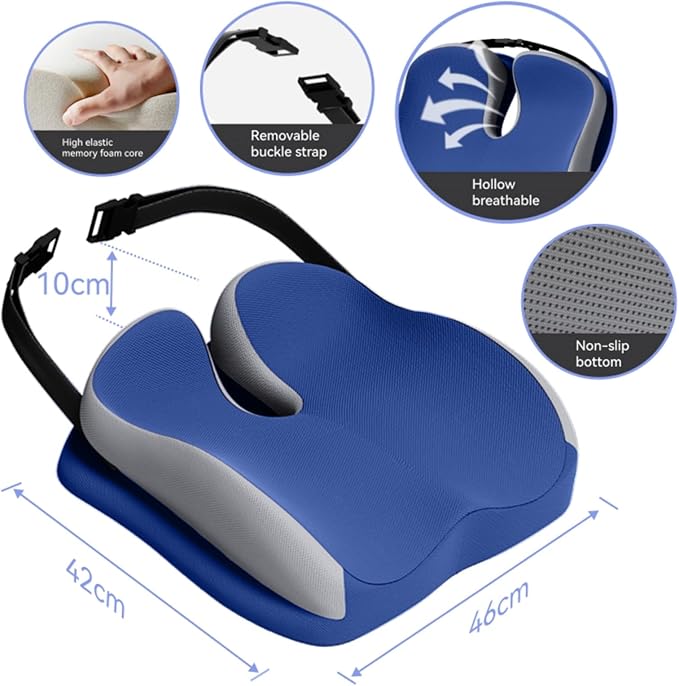 Seat Cushions for Office Chairs Wheelchair Cushion for Long Sitting Back Pain，Memory Foam Seat Car Computer Desk Chair Cushion，Coccyx Cushion for Tailbone Pain Relief Cushion Office Chair Butt Pillow