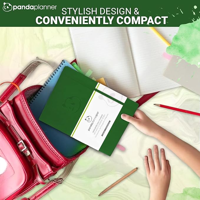 Panda Planner Pro 2025-2026 – Undated Productivity Planner with Daily, Weekly & Monthly Layouts – Large 8.5x11 Goal Tracker, Habit Planner, Time Management & Focus Organizer – Dark Green