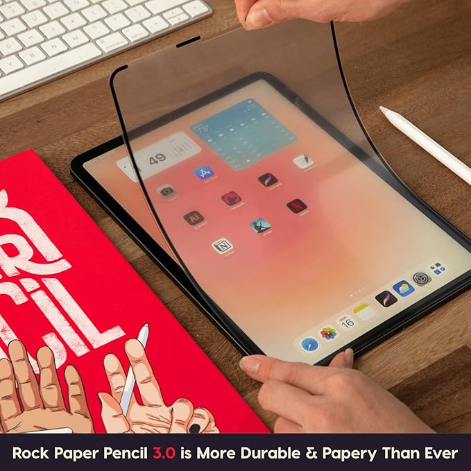 Astropad Rock Paper Pencil v3.0 (2025) – Paper Screen Protector for iPad Pro 13″ (M4) & iPad Air 13″ (M2/M3) + 2 Apple Pencil Tip Replacements – Compatible with Pencil 1/2 & Pencil Pro