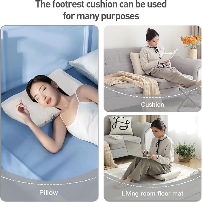 LITA Folding Upholstered Footrest Stool with Straight & Square Shape, Beige