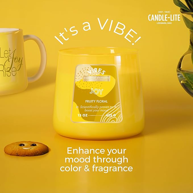 Candle-Lite Vibes Vanilla Coconut Mood-Enhancing Scented Candles, 15 oz Jar, Aromatherapy, Proudly Poured in The USA, 2-Wick, 86 Hours Burn Time, Perfect Relaxation Gift