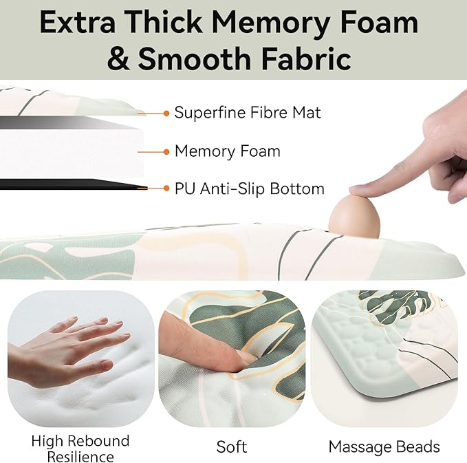 Ospelelf Mousepad with Wrist Support Ergonomic Office Gaming Memory Foam Mouse Pad Wrist Rest Cute Green Palm Leaves Hawaii Theme