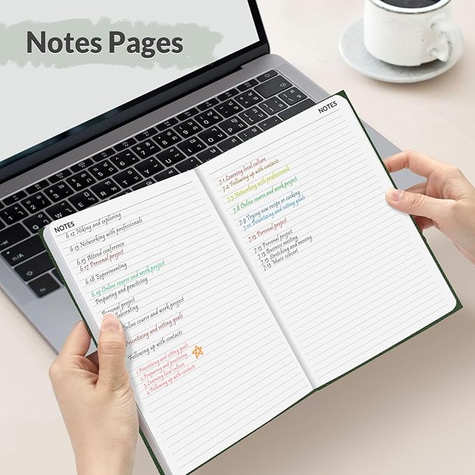 SUNEE 2026 Weekly & Monthly Hardcover Planner 5.5" x 8.3" - 12 Month (January 2026 - December 2026), Small Hardcover Planner, Pocket, Notes, 100 GSM Paper, Deep Green